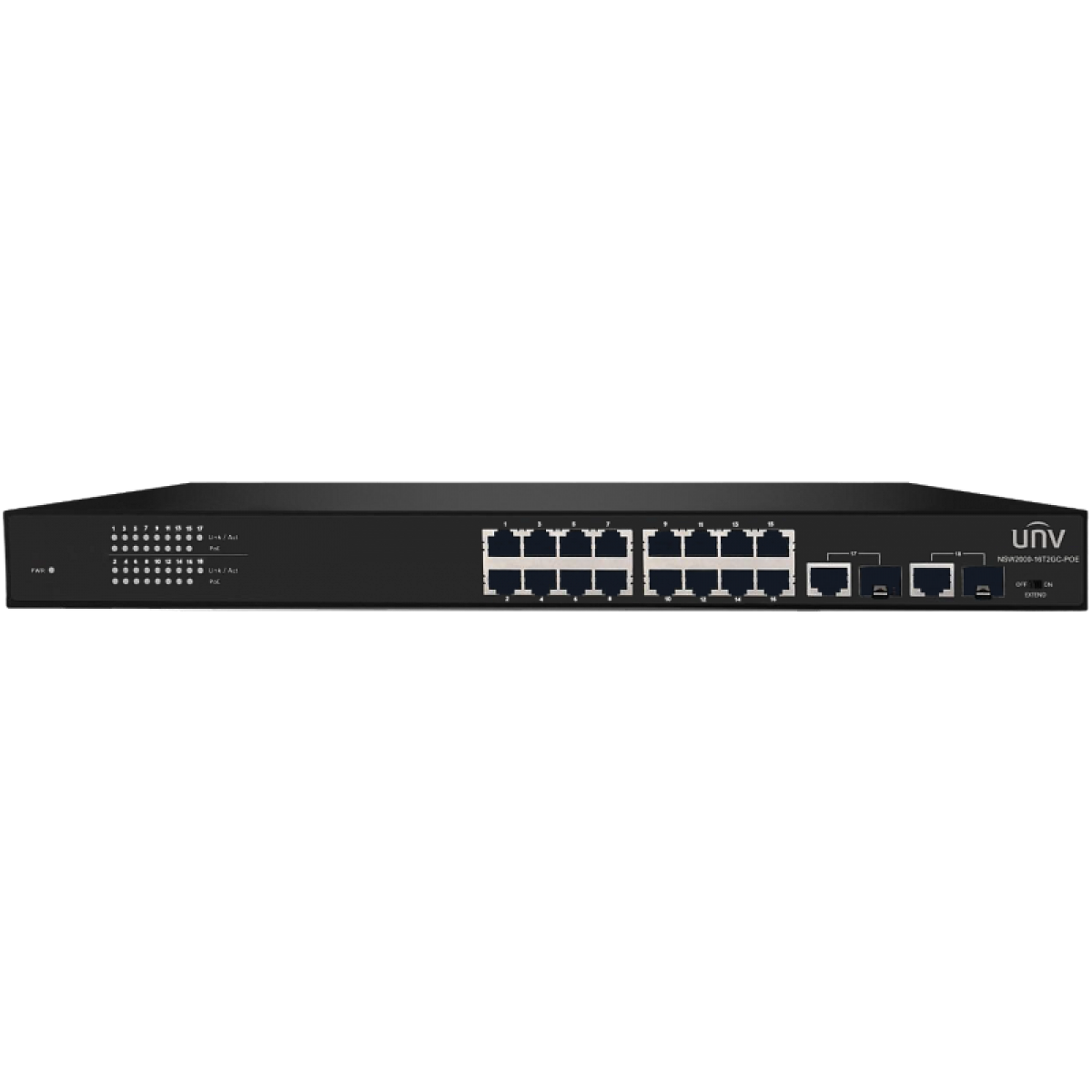 16 Port PoE+ 10/100Mpbs Switch With 2 Gigabyte To Output 250W -