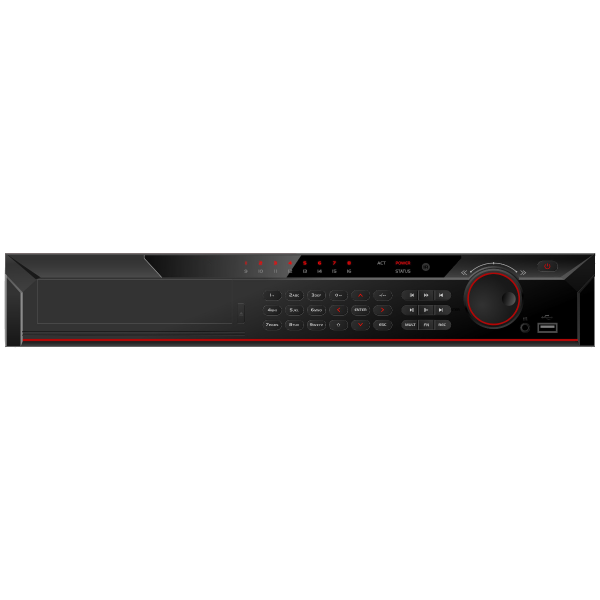 16CH 4K NVR HD Resolution, H.265 Lite, Max 200 Mbps, supports 2 SATA HDD up to 16 TB Capacity. Built-in 16 PoE Ports